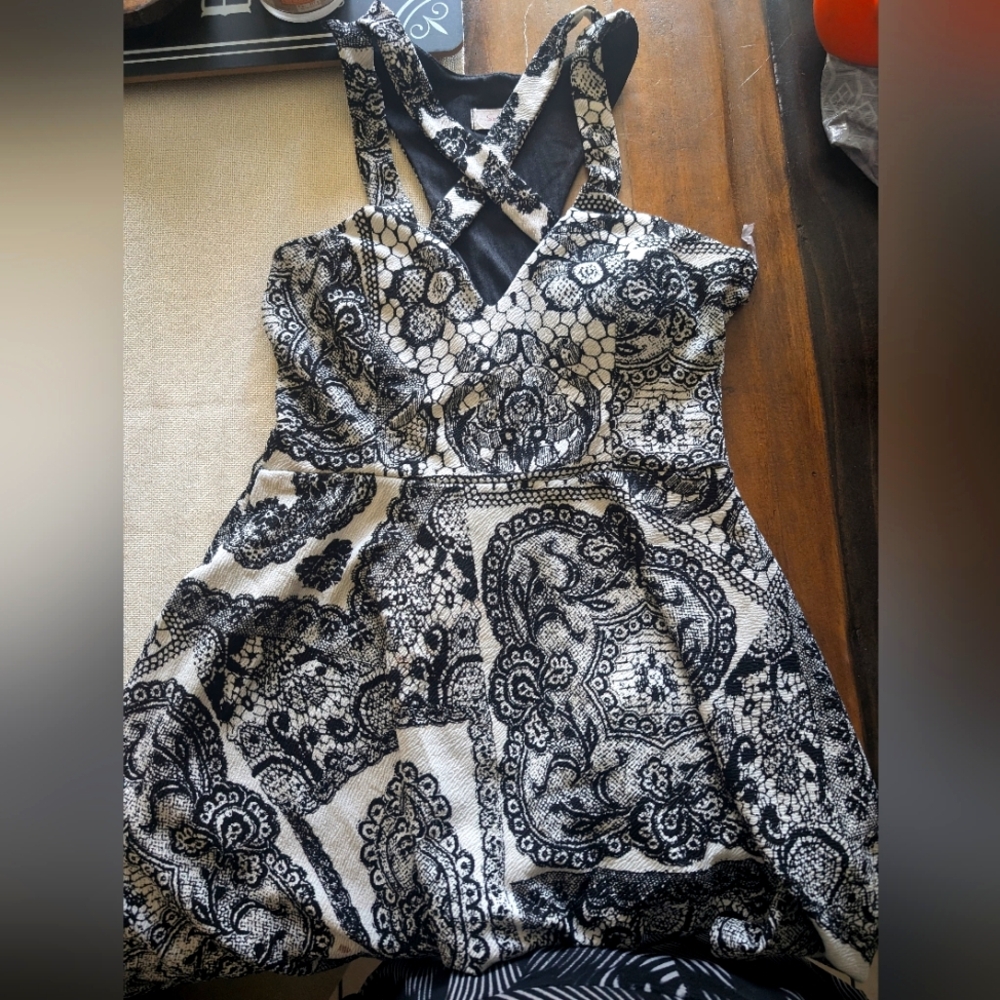 Black and White Flared Mini Dress